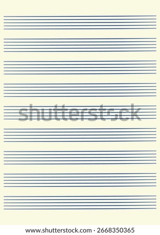 Graph paper. Printable grid paper with stave on a white background. A blank music sheet paper with staff. Geometric pattern for composition, education, school. Realistic lined paper blank size A4.