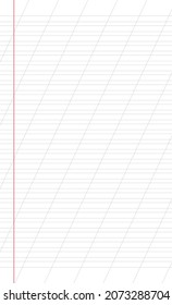 Graph paper. Printable lined grid paper with color horisontal, diagonal lines. Geometric pattern for school, oblique notebook. Realistic lined paper blank size Legal. Exercise page for calligraphy.