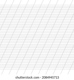 Graph paper. Printable lined grid paper with color horisontal, diagonal lines. Geometric pattern for school, oblique notebook. Realistic lined paper blank. Exercise page for calligraphy.