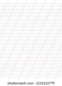 Graph paper. Printable lined grid paper with color horisontal, diagonal lines. Geometric pattern for school, oblique notebook. Realistic lined paper blank size Letter. Exercise page for calligraphy.