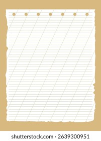 Graph paper. Printable lined grid paper with color horisontal, diagonal lines. Geometric pattern for school, oblique notebook. Realistic lined paper blank size Letter. Exercise page for calligraphy.