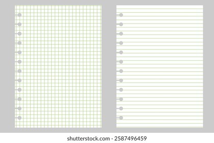 Graph paper. Printable lined and squared grid paper with color lines. Geometric background for school, textures, notebook, diary. Copy space blank.