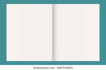 Graph paper. Printable lined and squared grid paper with color lines. Geometric background for school, textures, notebook, diary. Copy space blank.