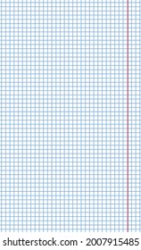 Graph paper. Printable squared grid paper with color horizontal lines. Geometric background for school, textures, notebook, diary. Realistic lined paper blank size Legal.
