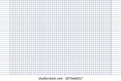 Graph paper. Printable squared grid paper with color horizontal lines. Geometric background for school, textures, notebook, diary. Realistic lined paper blank size reversal A5.