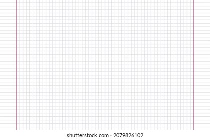 Graph paper. Printable squared grid paper with color horizontal lines. Geometric background for school, textures, notebook, diary. Realistic lined paper blank size reversal A5.