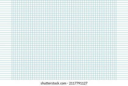 Graph paper. Printable squared grid paper with color horizontal lines. Geometric background for school, textures, notebook, diary. Realistic lined paper blank size reversal A5.