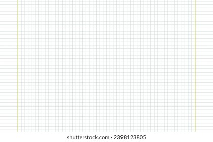 Graph paper. Printable squared grid paper with color horizontal lines. Geometric background for school, textures, notebook, diary. Realistic lined paper blank size reversal A5.