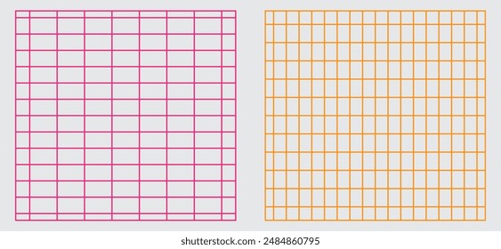 Graph paper. Printable squared grid paper with color horizontal lines. Geometric background for school, textures, notebook, diary. Realistic lined paper blank size reversal A5.