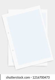Graph paper sheet background with blue pattern area for creative and design. Vector illustration.