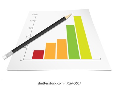 Graph with pencil. Vector illustration