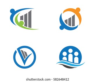 Graph with people Business Finance professional logo template vector icon