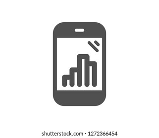 Graph phone icon. Column chart sign. Growth diagram symbol. Quality design element. Classic style icon. Vector