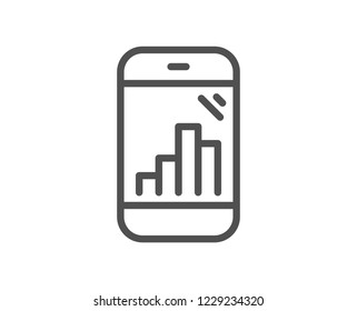 Graph phone line icon. Column chart sign. Growth diagram symbol. Quality design flat app element. Editable stroke Graph phone icon. Vector