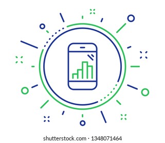 Graph phone line icon. Column chart sign. Growth diagram symbol. Quality design elements. Technology graph phone button. Editable stroke. Vector