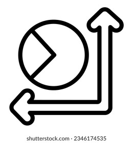 Graph and pie chart with one third fraction line icon, diagram concept, round diagram vector sign on white background, outline style icon mobile concept web design. Vector graphics.