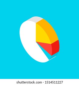 Graph Pie Isometric Object. Vector Illustration of Business Sign in Isometry.