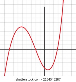 THE GRAPH OF POLYNOMIAL FUNCTION OF DEGREE 3 VECTOR ILLUSTRATION DESIGN FOR MATH 