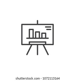 Graph presentation board outline icon. linear style sign for mobile concept and web design. Business growing chart presentation simple line vector icon. Symbol, logo illustration. Pixel perfect vector