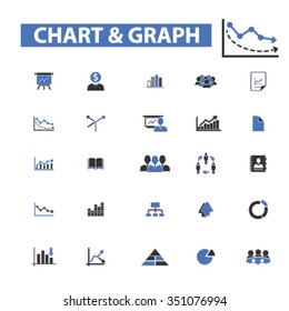 grafo, presentación, gráfico, diagrama, iconos de crecimiento, conjuntos de señales vectoriales para infografías, móviles, sitio web, aplicación
