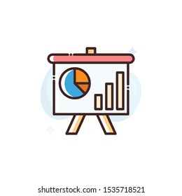 Graph Presentation vector illustration. Outline filled Seo & Web icons.