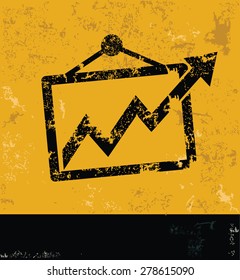 Graph profit concept design on yellow background,grunge vector