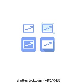 graph Profits blue icon set design. on white background. vector illustration. logo. web. Symbols