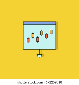 graph in projector slide on yellow background
