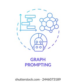 Graph prompting blue gradient concept icon. Prompt engineering technique. Visual information. Explanation of topic. Round shape line illustration. Abstract idea. Graphic design. Easy to use in article