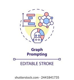 Symbol für das mehrfarbige Konzept mit Graph-Eingabeaufforderung Prompte Technik. Visuelle Informationen. Erläuterung des Themas. Darstellung der runden Formlinie. Abstrakte Idee. Grafikdesign. Einfach in Artikel zu verwenden