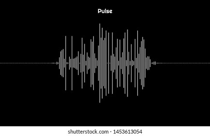 Graph of pulsation made of lines. Design element for music, sound, signal illustration.