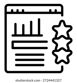 Vector de contorno de icono de calificación de gráfico. Gráfico de crecimiento. Acciones de dinero