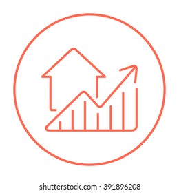 Graph of real estate prices growth line icon.