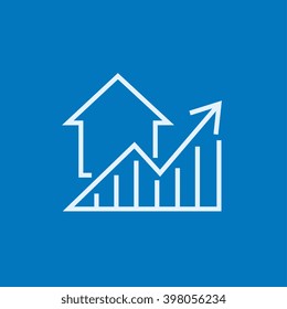 Graph of real estate prices growth line icon.