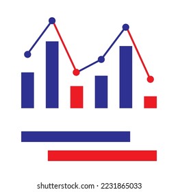 graph red blue icon. Business success. Vector illustration. Stock image. 