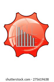graph red icon on white background
