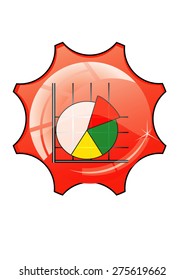 graph red icon on white background