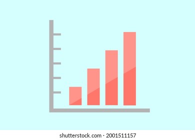 Graph in Rot mit rechter Aufstieg. hellblauer Hintergrund. Vektorgrafik.