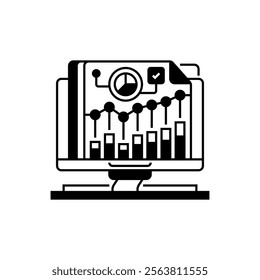 Graph Report Glyph Icon. linear style sign for mobile concept and web design. Outline vector icon.