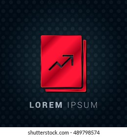 Graph Report Red chromium precious metallic 3D Icon / Logo Design