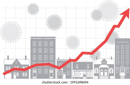 Graph Representing Housing Market Rise After Covid-19 Pandemics, EPS 8 Vector Illustration