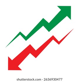 Graph rise and decrease. Business chart. Up and down graph chart vector icon set.  Financial rise up down. Vector illustrator