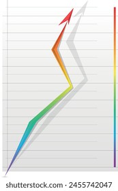Graph with rising arrow on isolated background	