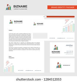 Graph rising Business Letterhead, Envelope and visiting Card Design vector template