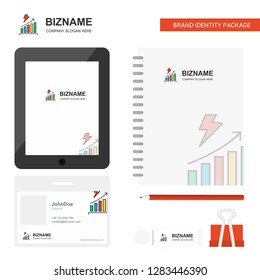 Graph rising Business Logo, Tab App, Diary PVC Employee Card and USB Brand Stationary Package Design Vector Template