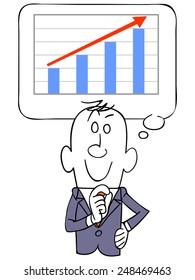 Graph rising businessmen visualize