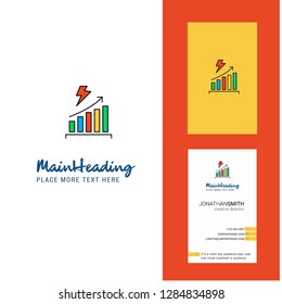 Graph rising Creative Logo and business card. vertical Design Vector