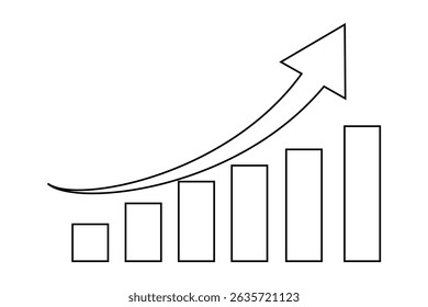 Graph with rising trend vector art illustration