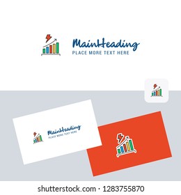 Graph rising vector logotype with business card template. Elegant corporate identity. - Vector