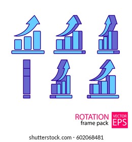 Graph rotating icon set of frames for animation